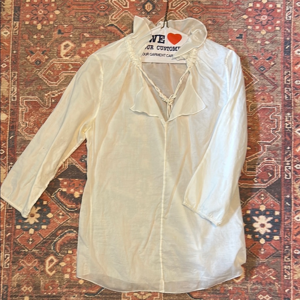 Tahari White Linen Blouse